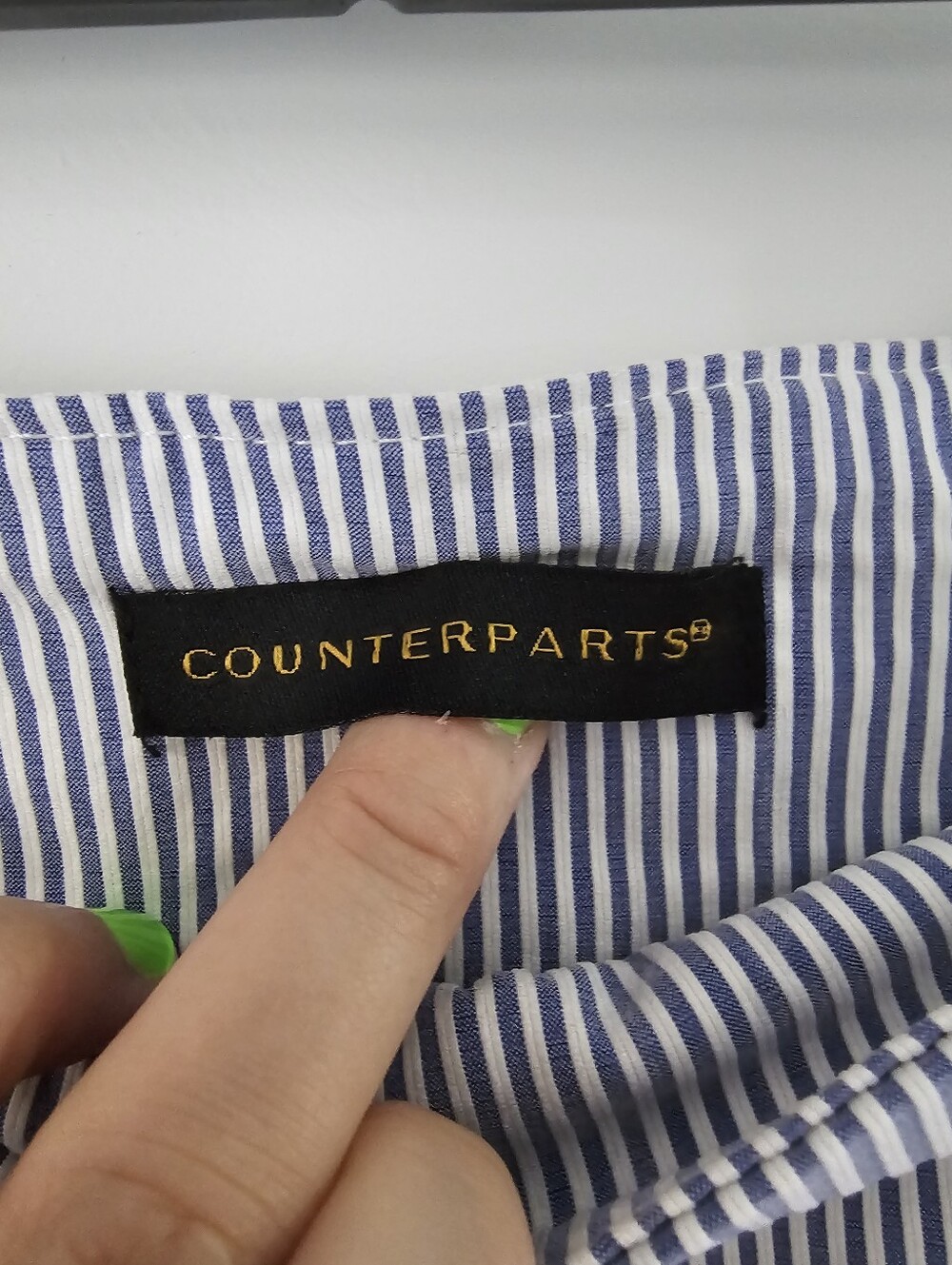 Nwt Counterparts Blue and White Striped Flat-Front Women's Shorts - Picture 2 of 9